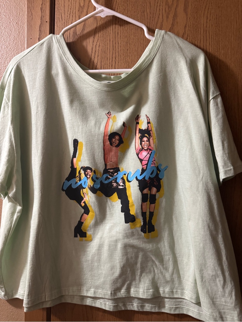TLC Light Green Short Sleeve Crop Tee with Pop Dance Graphic
